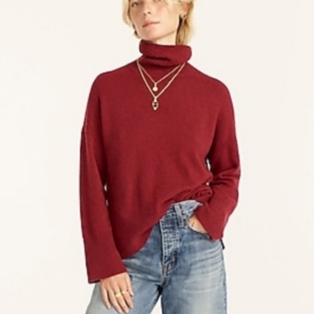 J. Crew Sweater Softest Yarn Turtleneck Burgundy Wine